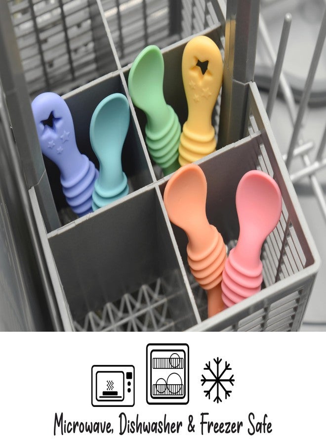 PrimaStella Little Dippers - First Stage Silicone Baby Spoon 6 Pack (Seaside Palette) - Image 5
